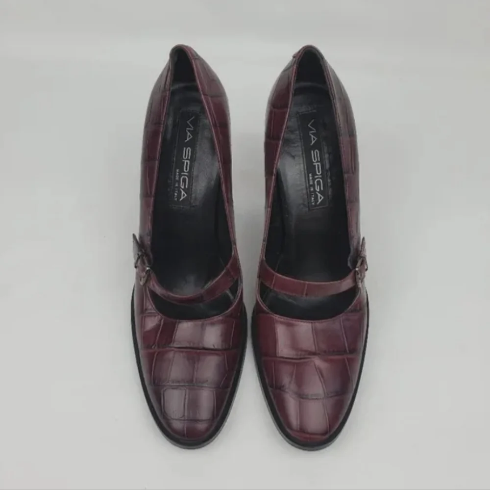 Via Spiga burgundy leather chunky heel shoes Size 8.5M